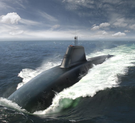  K Royal Navy submarine on the surface, showcasing the impact of the historic Unity agreement—securing national defence, driving innovation, and strengthening global alliances through Rolls-Royce Submarines’ strategic partnership with global law firm Hogan Lovells.